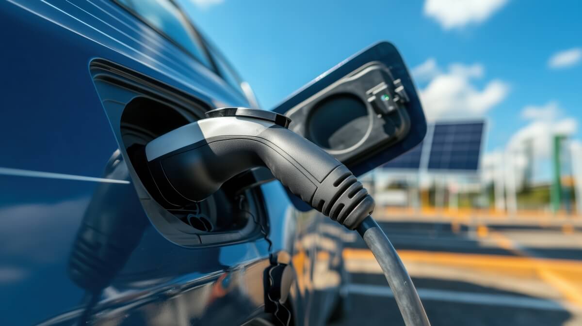 końcówka do ładowania samochodów elektrycznych zamontowana do gniazda w samochodzie